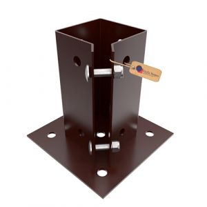 Support de poteau r&eacute;glable &agrave; boulonner thermolaqu&eacute; 75 x 75 mm &ndash; platine d&rsquo;angle pour base de poteau &ndash; GeZu Impex