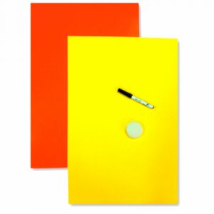 Maildor 93810C - Paquet de 10 affiches fluo cartonn&eacute;es effa&ccedil;ables &agrave; sec, 550 g/ m&sup2;, jaune/orange r/v&deg;