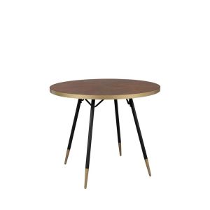 DRAWER DENISE - Table à manger ronde ø91cm - Métal / Bois foncé