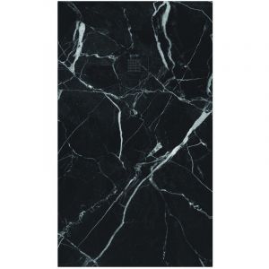 Receveur NOLA 3 - 70x120x3cm - Résine - Marbre noir - Bonde