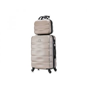 Celims France ¿ Grande Valise + Vanity| Grande Valise + Vanity | Taille 75cm 23kg | Serrure intégré | ABS | 4 Roulettes 360 | Champagne