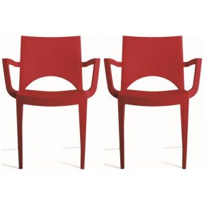 Image de Declikdeco : Lot de 2 Chaises Design Rouges TURIN