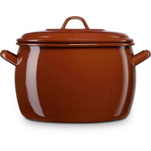 Terra Faitout &agrave; Induction 22cm, Marmite 6,4L avec Couvercle Acier &Eacute;maill&eacute; Tous Feux Marron - Briebe