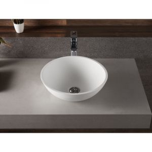 Vasque de salle de bain ronde en solid surface 40 cm Blanc imja Blanc