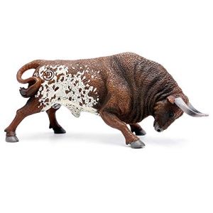 DEQUBE Figurine de Taureau Bravo, Marron et Blanc (10107)