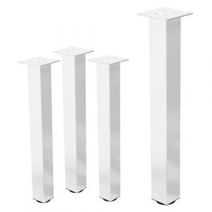 ML-Design Lot de 4 Pieds de Table L-Design 72 cm, Blanc Brillant, en Acier Laqu&eacute; Epoxy,