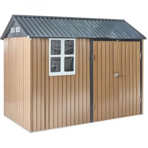 Beliani Abri de Jardin Accessible 313 x 220 cm Acier Verrouillage Boulon R&eacute;sistant aux UV &Eacute;tanche Marron Nocciano