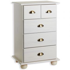 Idimex Commode COLMAR chiffonnier apothicaire rangement avec 4 tiroirs en pin massif lasuré blanc