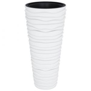 Jardinière et intérieur amovible blanc 18/45L PP aspect rainuré
