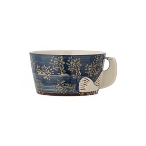 Bloomingville Hezha Bol en faïence bleu – Bol élégant pour nourriture et décoration, D 13 x H 7 cm