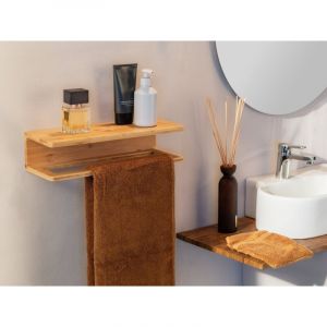 Wenko Etag&egrave;re porte serviette fixation au choix Inbara 40cm bambou