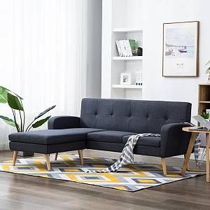 Image de VidaXL Canapé d&#39;angle Revêtement en tissu 186x136x79 cm Gris foncé