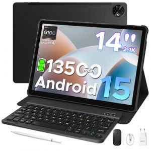 Doogee Tab E3 Max Tablette 14 Pouces,Tablette Android 15 Batterie 13500mAh,MTK G100 Octa-Core,32GB+256GB/TF 2TB,Tablette avec Clavier 2.1K
