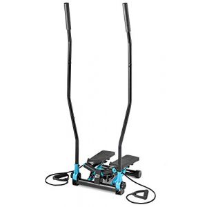 Image de Hop Sport Stepper HS 45S SLIM avec poignée Nordic Walking + Extenseurs Entraînement Complet du Corps, Ordinateur d'entraînement Inclus, Noir/Bleu