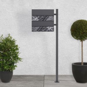 Ml-design - ecd Germany Boîte aux Lettres Design sur Pied avec Compartiment à Journaux, Anthracite/Noir-Aspect Marbre, en Acier Inoxydable Revêtu par