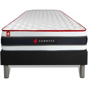 Ensemble matelas sommier Energy 90 x 200 cm - Couleur : Noir - Noir