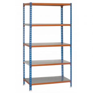 Étagère métallique bleu orange et galvanisé 5 niveaux Simonclick Plus SimonRack