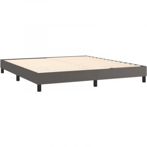 Décoshop26 Sommier à lattes sur pieds cadre de lit 160x200 cm synthétique gris TDL0207224