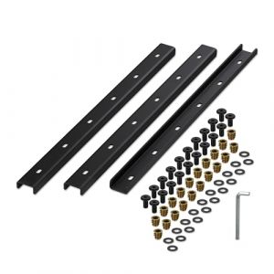 Relaxdays Lot de 3 Barres d'armature, Rail en métal de 60 cm, stabilisation de Plateau de Table, profilé en U avec vis, Acier, Noir