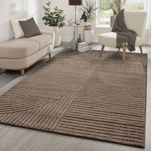 Tapis design moderne, densité élevée, marron, 80 x 150 cm
