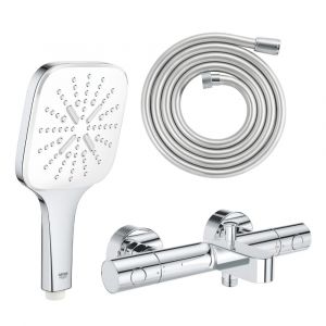 Grohe Mitigeur bain douche Precision Get avec douchette 3jets Vitalio Smartactive 130 Cube et flexible 200cm