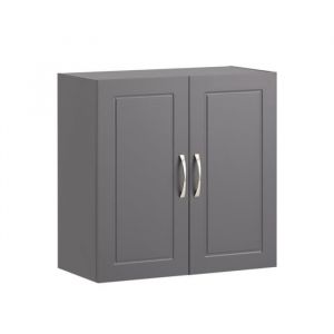 Sobuy FRG231-DG Meuble Haut Armoire de Toilettes Salle de Bain Suspendue Placard Commode Murale – 2 Portes - Gris