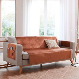Protège canapé WHISPER 110x140 orange rouille