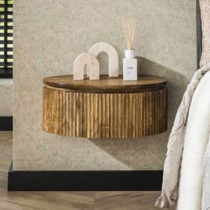 Mes Chevet rond suspendu 1 tiroir 50x35x20 cm en manguier - KIRY