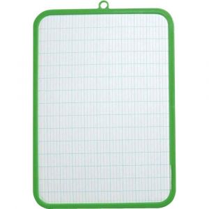 Safetool Ardoise blanche en plastique 19 x 26 cm, 1 face unie, 1 face séyès, effaçable à sec