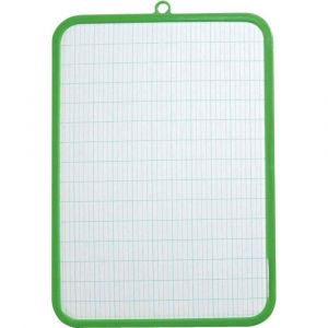 Image de Safetool Ardoise blanche en plastique 19 x 26 cm, 1 face unie, 1 face séyès, effaçable à sec