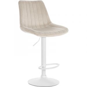 Image de CLP Tabouret de bar velours ajustable pivotant velours Crème