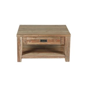 Image de Bois Dessus Bois Dessous Table basse carrée en bois de teck recyclé avec tiroir 80