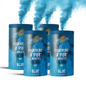 Fumigène en Pot 2 MINUTES couleur Bleu - Lot de 4 - Allumage à mèche, durée 120 secondes,