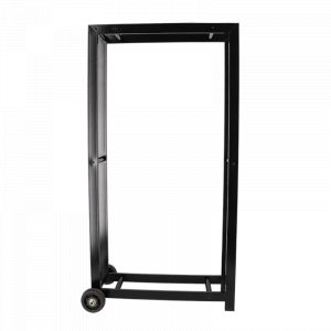 Fancy flames Porte-bûches en métal avec 2 roues - Noir - L 80,2 x P 40 x H 148 cm