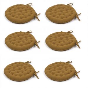 Today Lot de 6 galettes de chaise rondes en coton matelassé - Bronze - D 40 cm