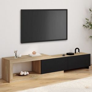 Idmarket Meuble TV extensible 140-200 cm RAPHAEL 2 portes bois et noir