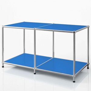 &Eacute;tag&egrave;re m&eacute;tal chrom&eacute; design &eacute;pur&eacute;, Concept Epur&eacute; MK-016, L78&times; P40 &times; H46 cm, Bleu
