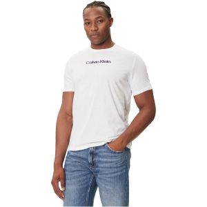 Calvin Klein T-Shirt Manches Courtes Homme Glitched Logo Classic Tee en Coton, Blanc (Brilliant White), M