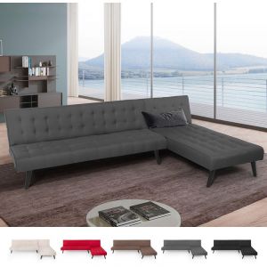 Image de Modus Sofà Canapé lit convertible 3 places modulable en tissu design moderne Natal, Couleur: Gris foncé