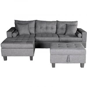 Home Deluxe - Canapé avec Récamière rom Gris Couleur Gris