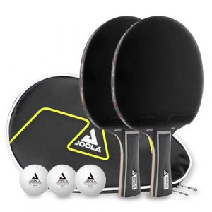 JOOLA Black Duo Pro Lot de 6 Raquettes de Tennis de Table + 3 balles de Tennis de Table + Housse de Tennis de Table Noir