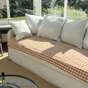 Blanc Cerise Plaid matelassé en coton et lin, PASSION VICHY