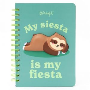 Mr. Wonderful Cahier de notes &ndash; Papeterie originale &ndash; Id&eacute;e cadeau &ndash; Bureau et &Eacute;cole &ndash; Organisation quotidienne &ndash; Format A5-3D Squishy Paresseux
