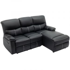 Canapé d'angle droit relax en simili noir CANBY