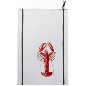 Declikdeco Torchon Homard Rouge Corail Blanc 50 x 70