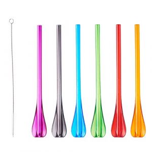 Mastrad PAILLE-CUILLÈRE RÉUTILISABLE - Lot de 6 Assortiment De Couleurs