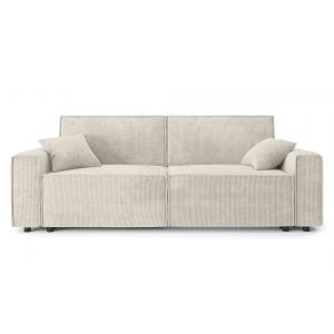 Canapé droit convertible en velours côtelé 3 places beige