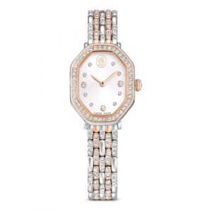 Swarovski Montre Dextera Octagon, fabriqu&eacute;e en Suisse, Bracelet en m&eacute;tal de Ton argent&eacute; et avec des Finitions Ton Or Rose, m&eacute;canisme en Quartz, Acier Inoxydable