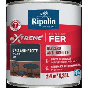 Ripolin Peinture fer extérieur Extrême mat noir 0,25L