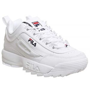 FILA Unisex Disruptor II Premium Leather Synthetic White Formateurs 39.5 EU